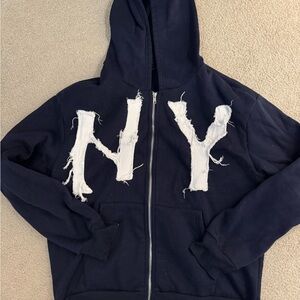 SHEIN Navy Hoodie with White NY Design